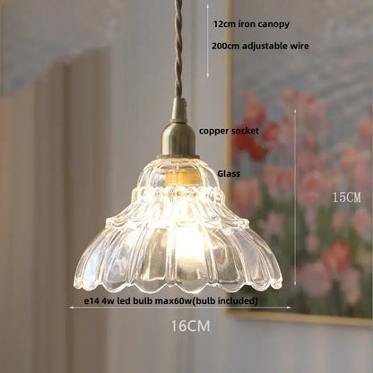 Vintage brass glass led pendant light featuring a clear fluted glass led pendant with brass copper socket for kitchen use