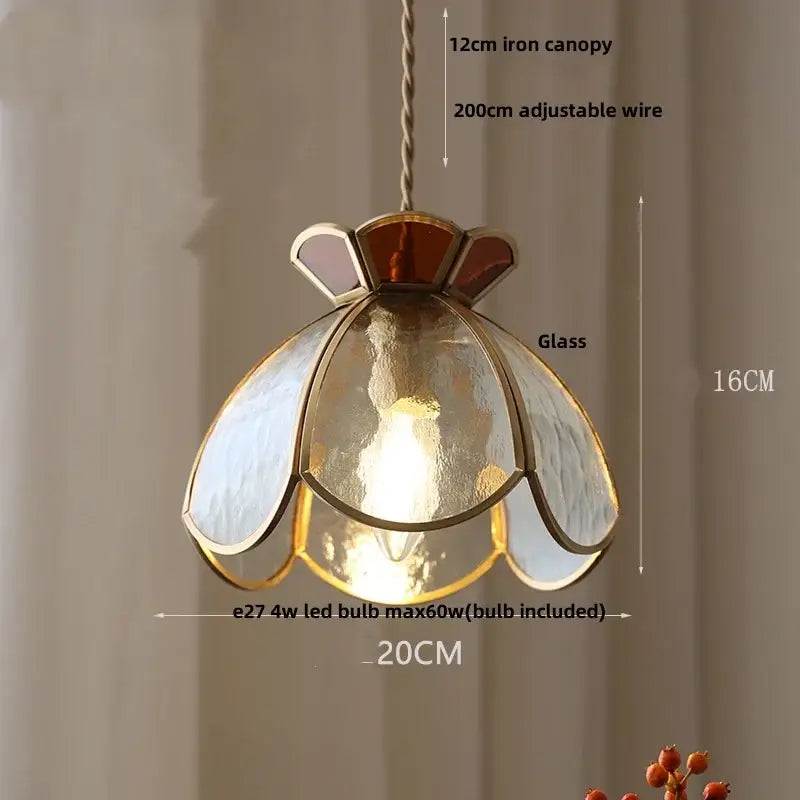 Vintage brass led pendant light with translucent amber glass petals and brass led pendant frame for dining room decorbites brass led