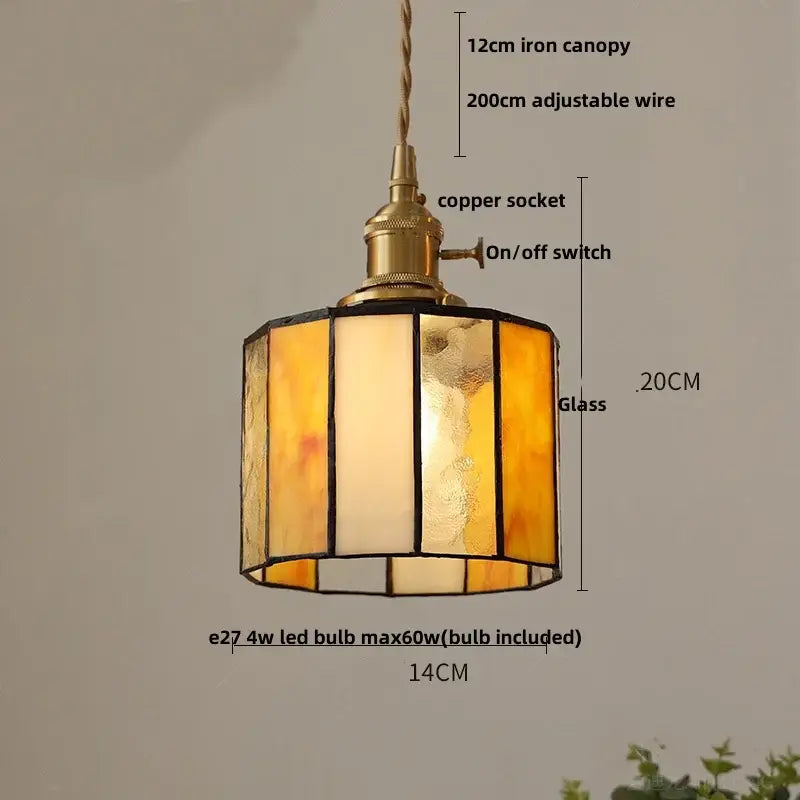 Vintage brass led pendant light with amber glass shade and brass finished copper socket for dining room decorbites brass led pendant