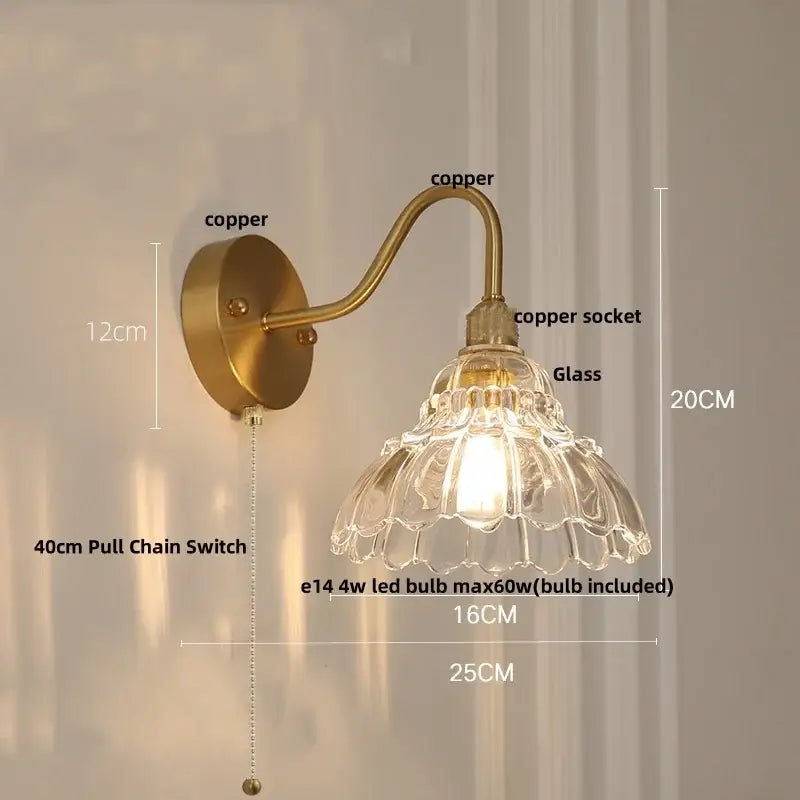 Antique brass-finished wall sconce with delicate fluted glass shade vintage decorbites brass led bathroom vanity light