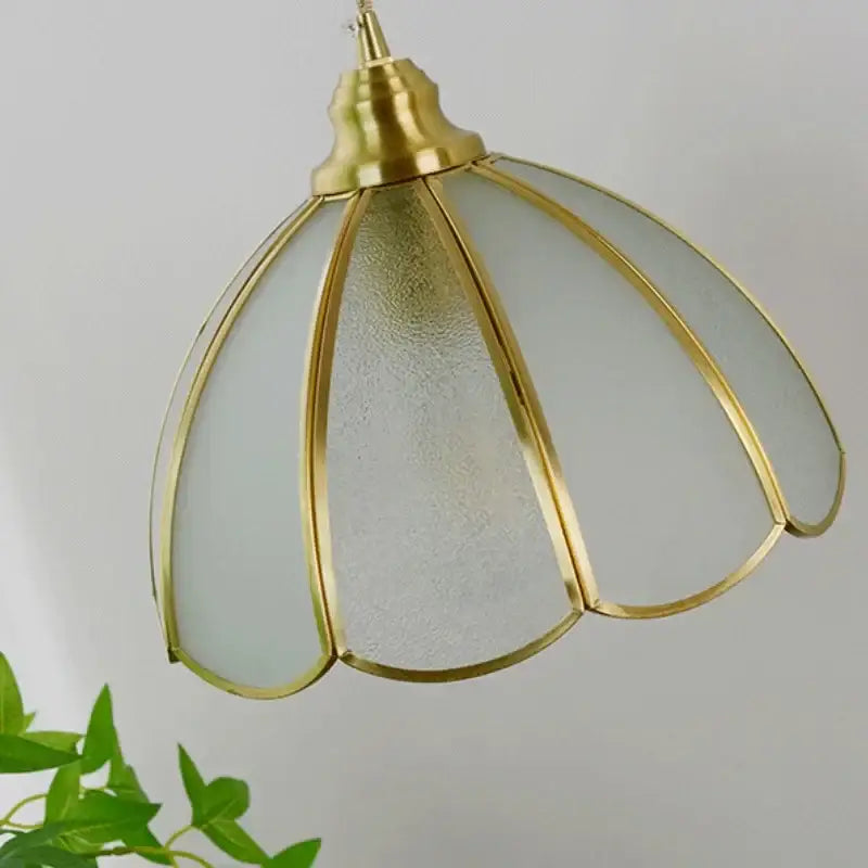Vintage brass petal glass led pendant light with a gold-toned pendant light and frosted glass led pendant shade