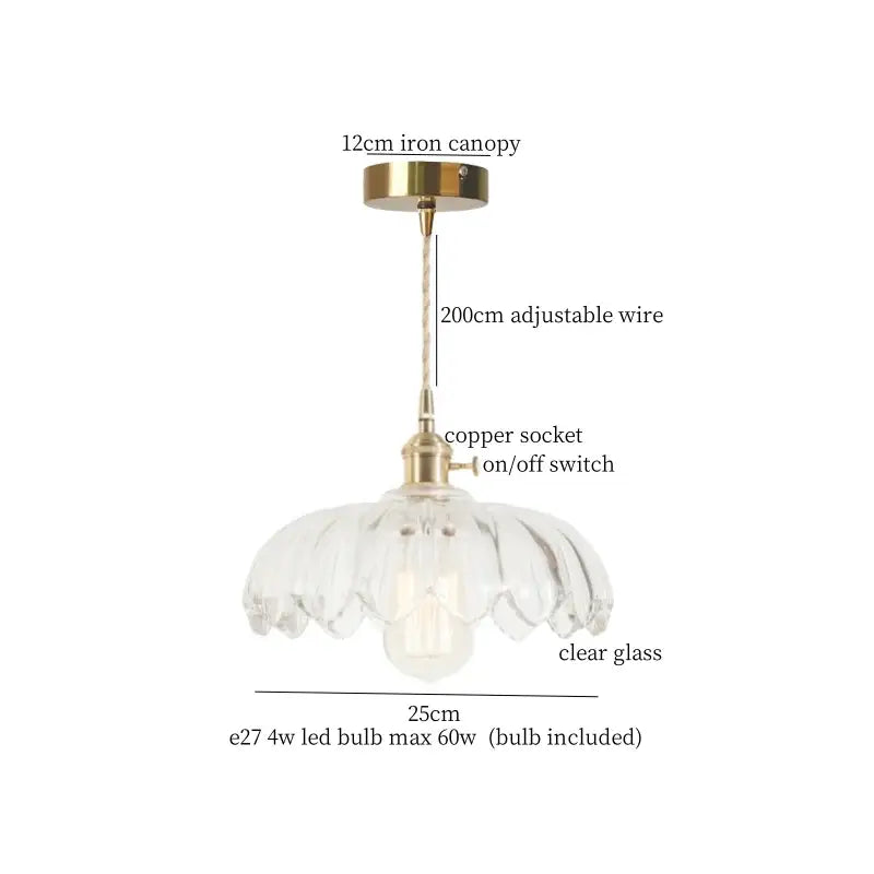 A vintage brass pleated led pendant light with clear glass shade, brass canopy, copper socket, and adjustable wire for dining room decorbites brass pleated pendant lights