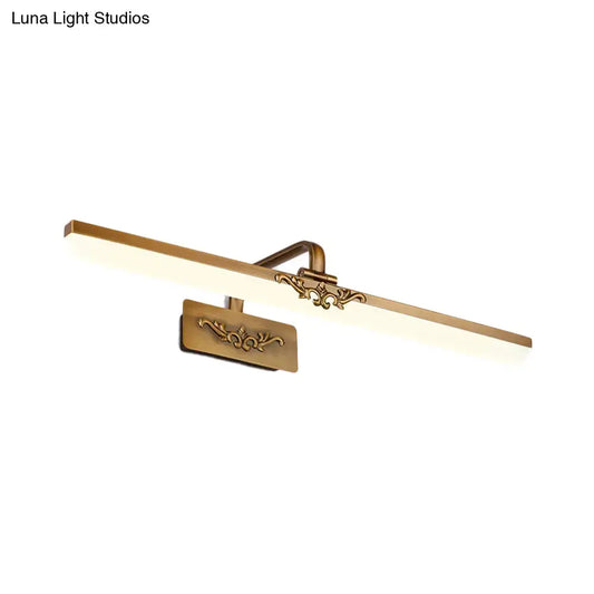Vintage bronze floral led wall light fixture with antique brass finish and ornate detailing for bedroom vanity use