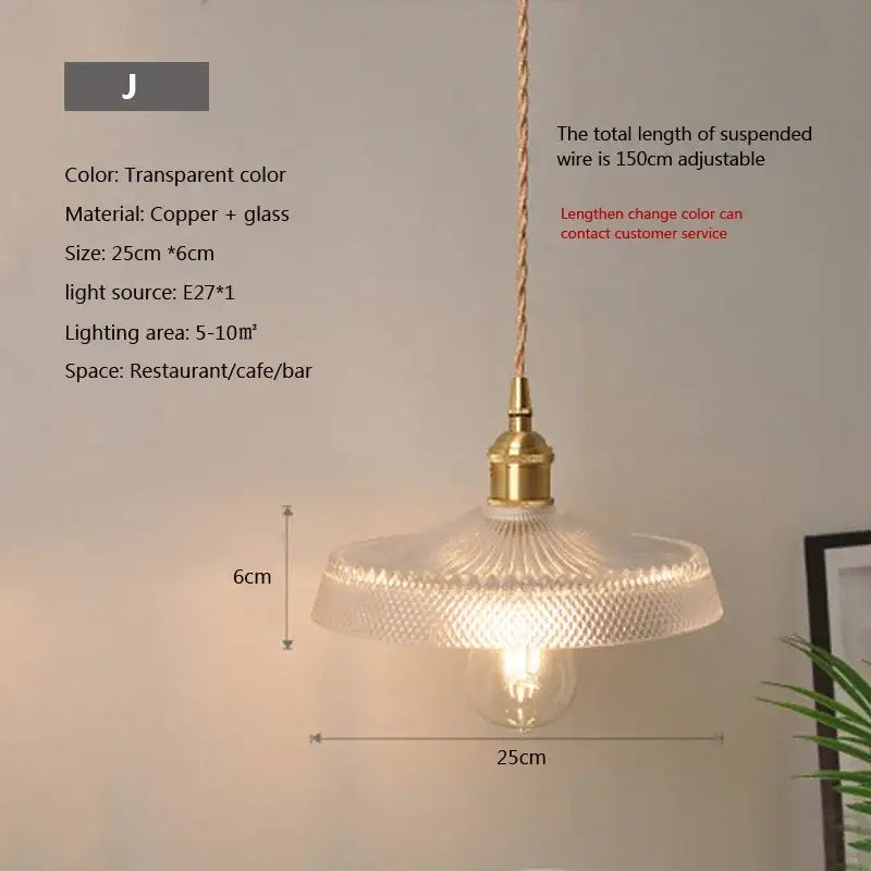 Vintage brown and polished chrome glass pendant light with textured ribbed design and copper fixture for dining room use