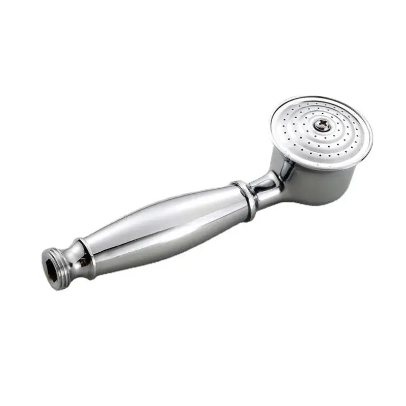 Vintage chrome and white ceramic shower hand holder with chrome finished handheld showerhead and multiple nozzles