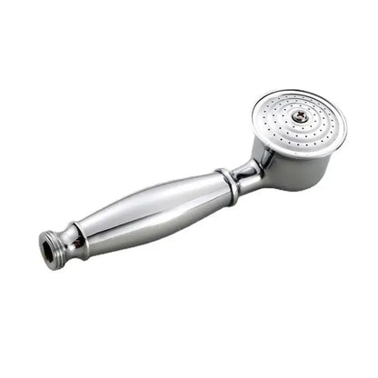 Vintage chrome and white ceramic shower hand holder with chrome finished handheld showerhead and multiple nozzles
