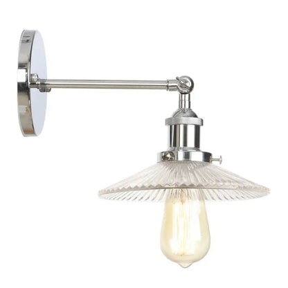 Vintage chrome led wall light with faceted glass sconce and exposed Edison bulb for bedroom decorbites chrome led wall use