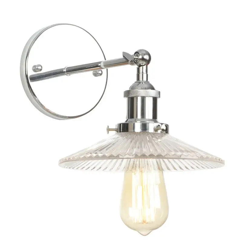 Vintage chrome led wall light with ribbed clear glass shade and exposed edison bulb from decorbites chrome led collection