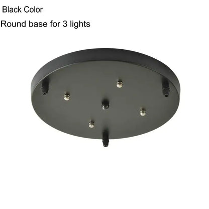 Black round ceiling light base with three mounting points for vintage colorful glass decorbites glass chandelier light