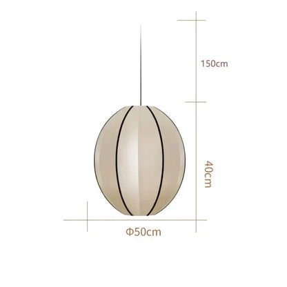 Beige spherical pendant lamp with black stripes and 150cm length from decorbites danish fabric pendant collection for dining room decor