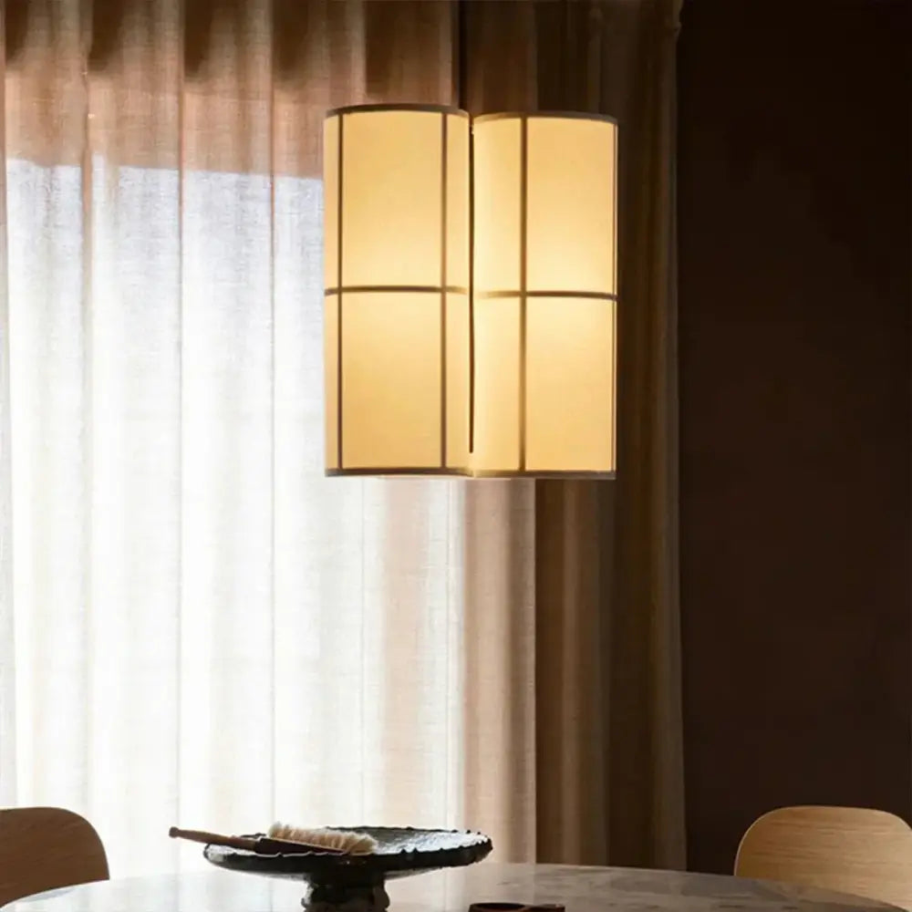 Vintage cream fabric hashira cluster pendant light with warm-toned cylindrical design and soft diffused glow for dining room decorbites hashira cluster pendant