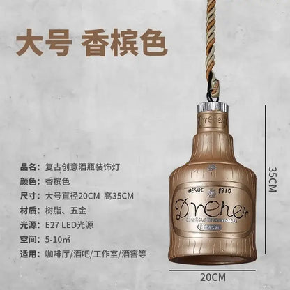 Vintage dreher glass bottle pendant lights with golden textured metallic finish and embossed branding for kitchen island decorbites atmosphere glass pendant
