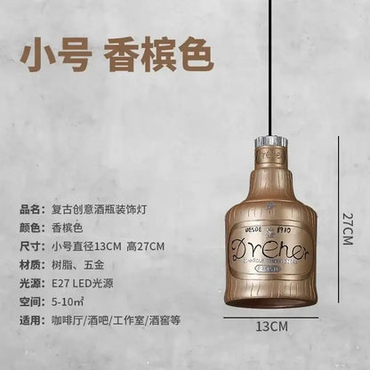 Vintage dreher glass bottle pendant lights feature amber-brown cognac bottle design with metallic accents for kitchen decorbites atmosphere glass pendant