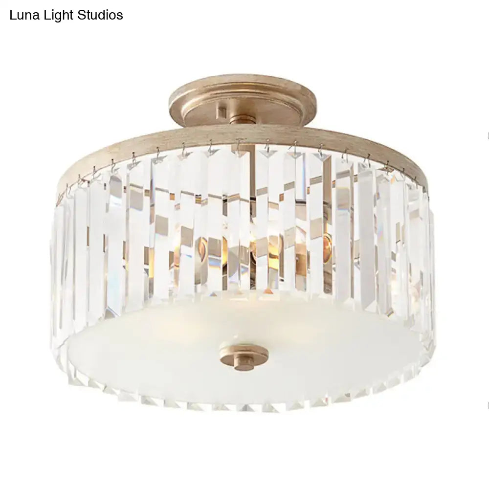 Decorbites vintage crystal block ceiling light with brushed gold frame and clear crystal prisms 220v-240v block ceiling light