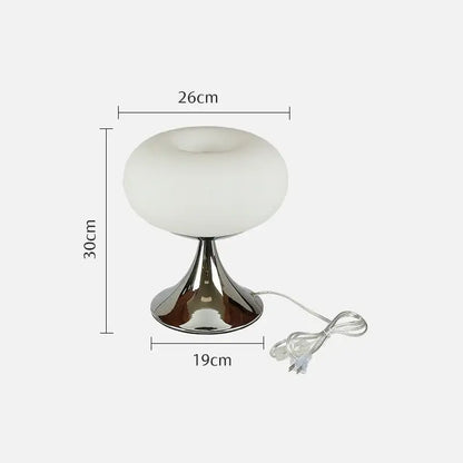 Vintage green and cream glass table lamp with frosted white globe and chrome trumpet base for bedroom decorbites cream glass