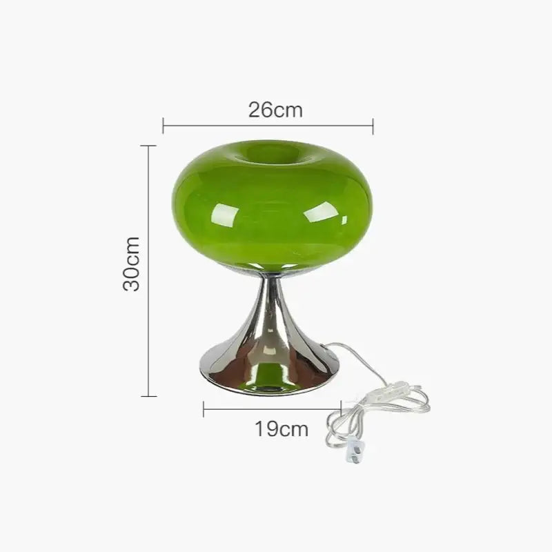 Vintage green and cream glass table lamp with vibrant green glass and chrome base for bedroom decorbites cream glass decor