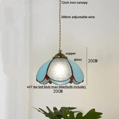 Vintage green glass pendant light with iron canopy and adjustable wire suspension for dining room decorbites blue glass