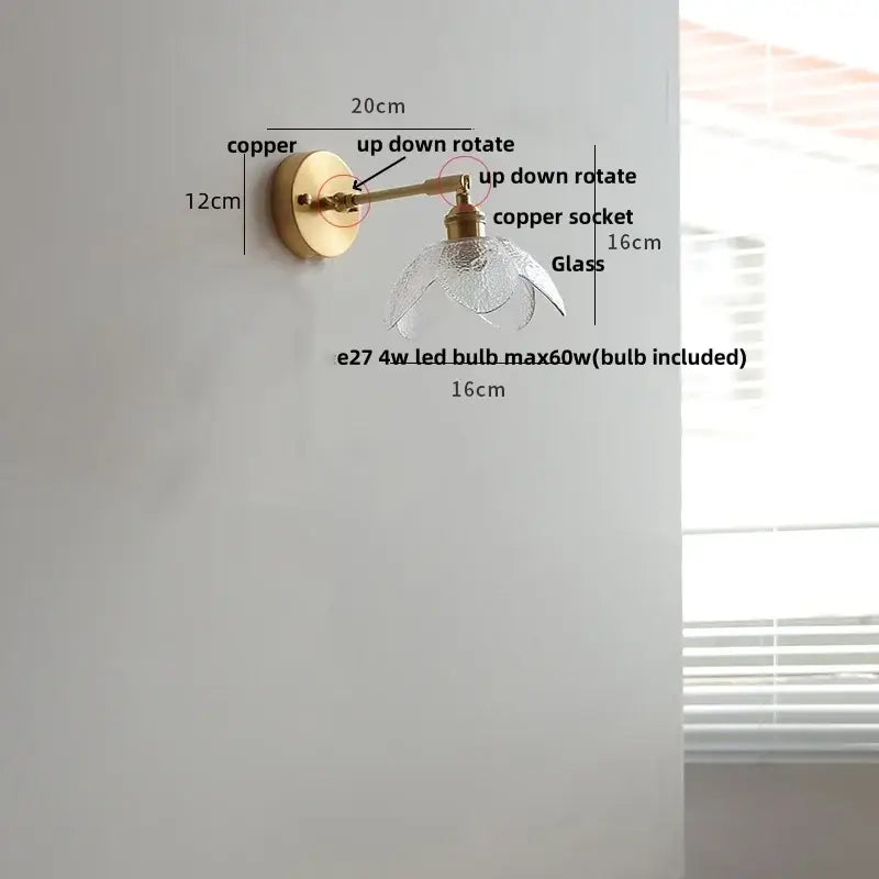 A delicate vintage green loft led wall lamp with textured glass shade and brass sconce featuring a pull chain