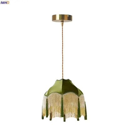 Vintage green velvet tassel pendant light with gold fringe decorbites green tassel ideal for living room decorbites green tassel pendant light