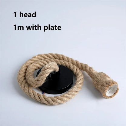 Vintage Hemp Rope Industrial Pendant Light - Decorbites