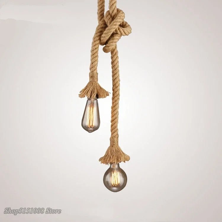 Vintage Hemp Rope Industrial Pendant Light - Decorbites