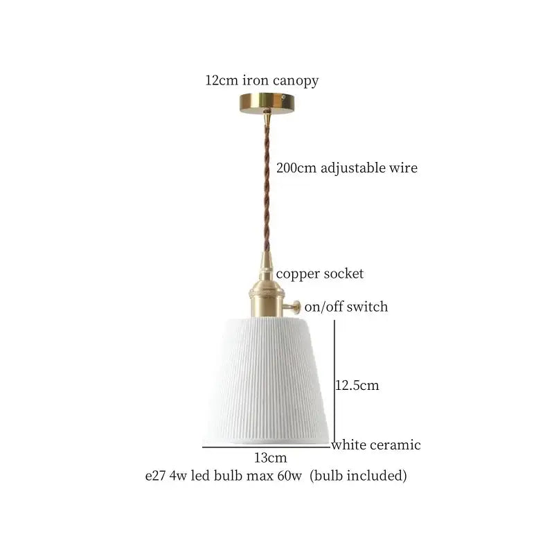 White ceramic led pendant light with fluted conical shade and brass finish complement decorbites ceramic led kitchen decor