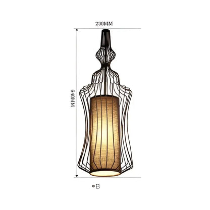 Black wrought iron vintage industrial birdcage chandelier with amber woven fabric shade for dining room decorbites birdcage chandelier