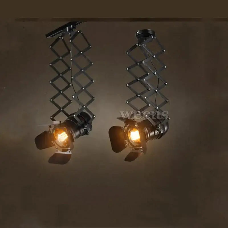 Vintage industrial black metal decorbites adjustable loft ceiling light with telescopic film projector heads for bedroom