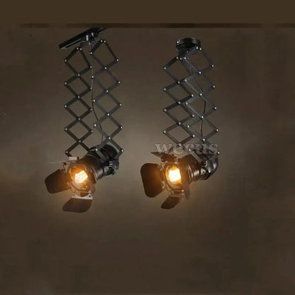 Vintage industrial black metal decorbites adjustable loft ceiling light with telescopic film projector heads for bedroom