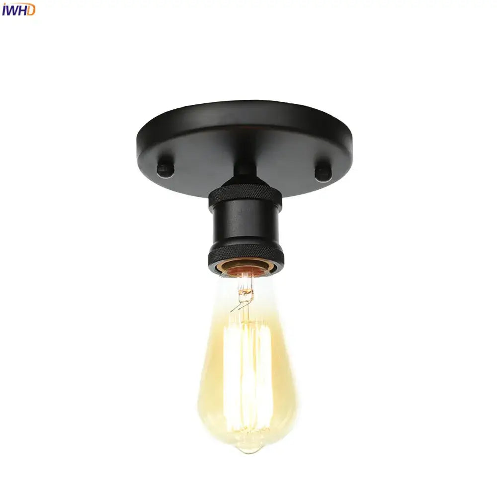 Black metal vintage ceiling lamps with matte finish and vintage Edison bulb for living room decorbites black metal style