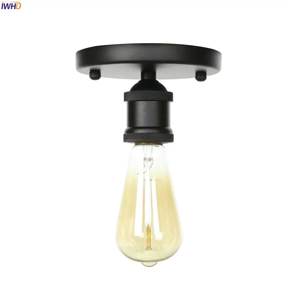 Black metal vintage ceiling lamps with matte finish and filament bulb for living room decor by decorbites