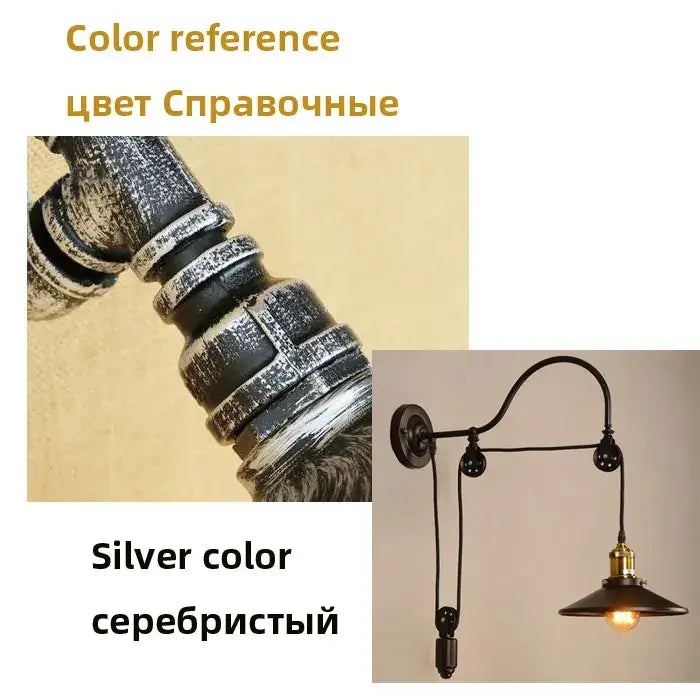 Vintage industrial bronze iron pulley wall lamp with black silver finish and brass accents for dining room decorbites iron pulley