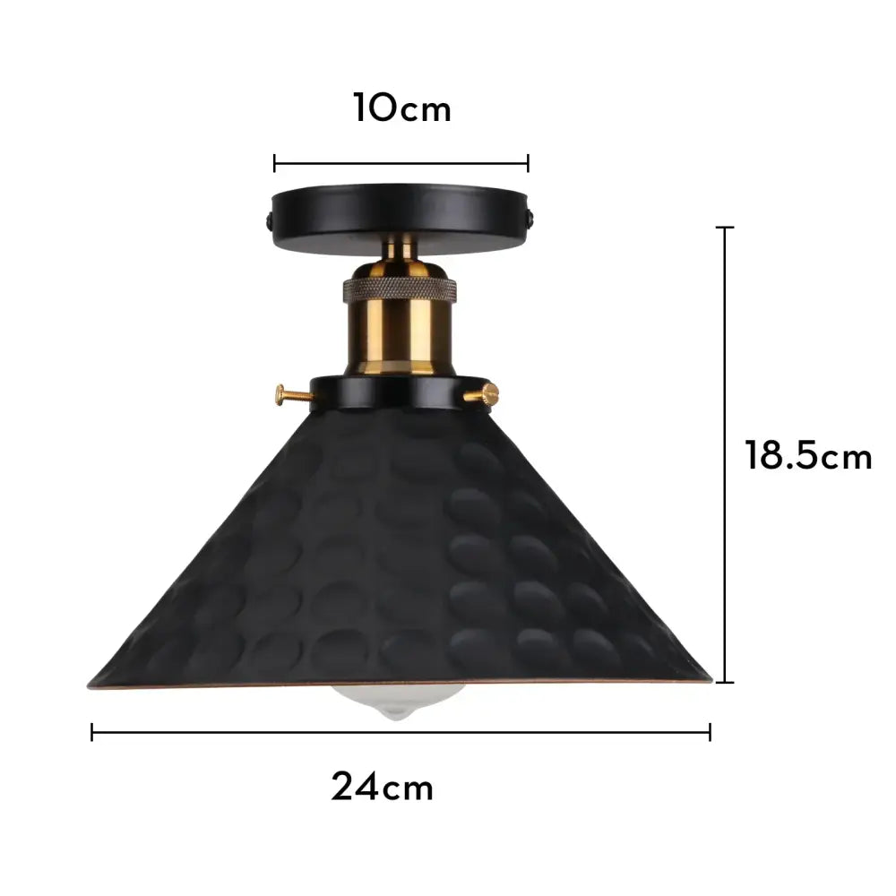 Black hammered metal vintage industrial flush mount light with brass accents for kitchen decorbites industrial flush