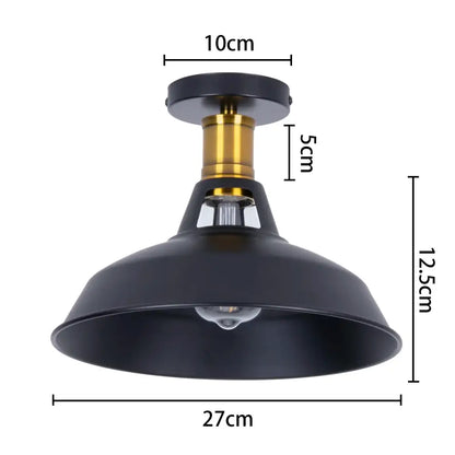 Black metal industrial flush mount light with brass stem and exposed bulb for vintage kitchen decorbites industrial flush