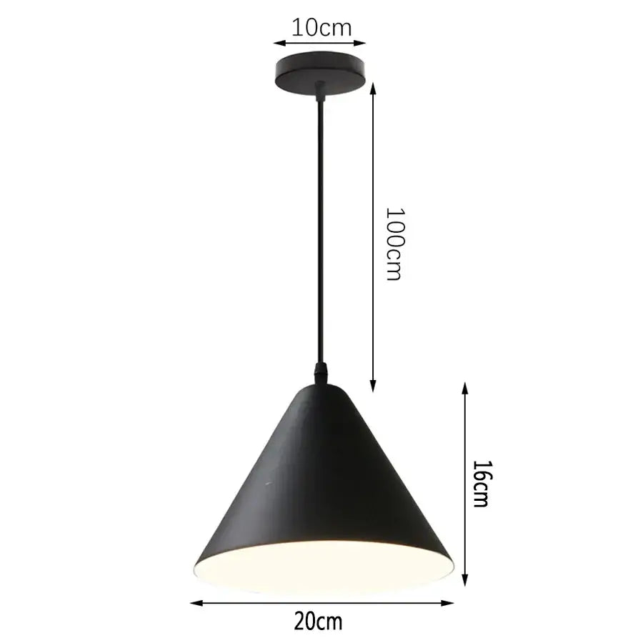 Black matte-finished iron black pendant light with conical design and 10cm ceiling mount for living room decorbites decor