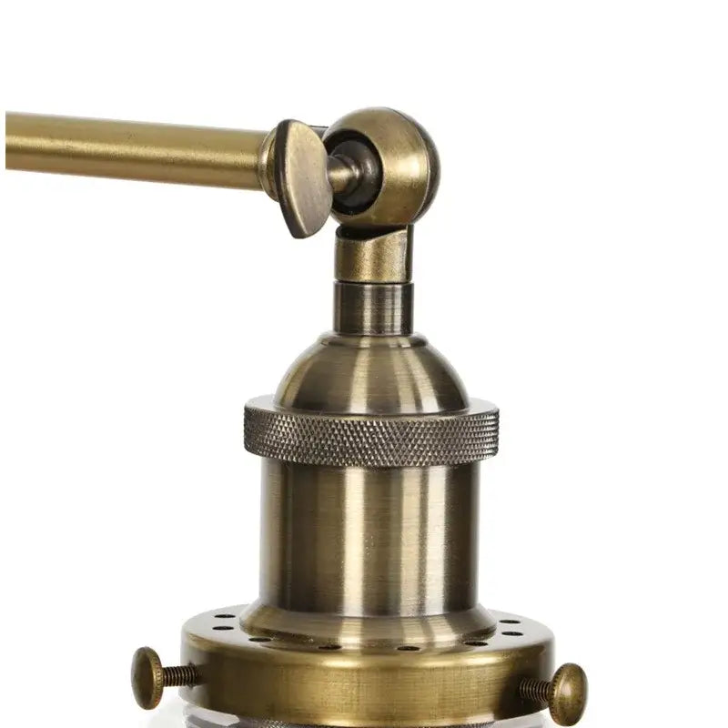 Vintage loft brass wall lamp with adjustable arm, knurled collar, and screw-fastened base for decorbites industrial vintage decor