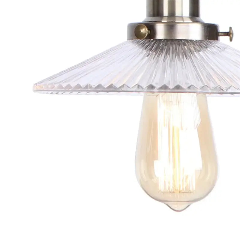 Vintage loft brass wall lamp with clear faceted glass shade and amber vintage filament bulb for bedroom decorbites industrial vintage