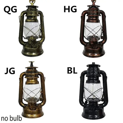 Vintage mixed metal cage pendant light with antique brass bronze and black finishes and clear glass chambers for decorative presence