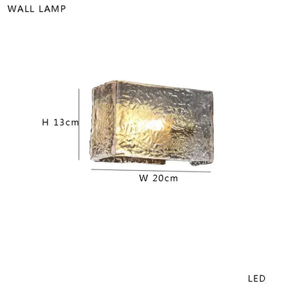 Rectangular wall lamp with textured translucent glass and warm LED light in vintage decorbites brown glass chandelier style