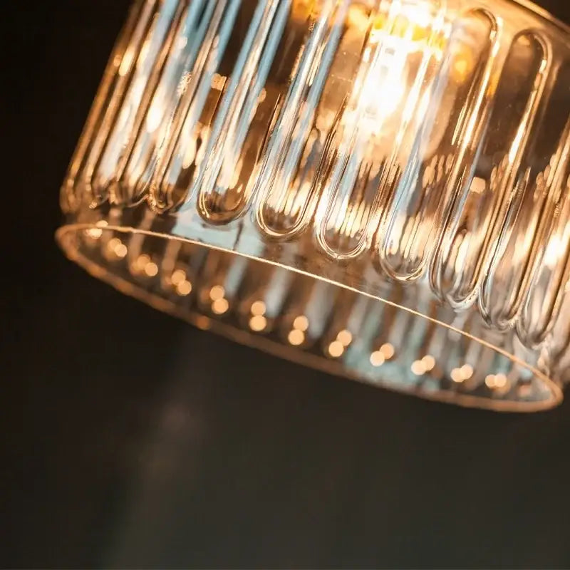 Vintage ribbed clear glass led pendant light with translucent amber hue and vertical ridges for kitchen decorbites clear glass fixture