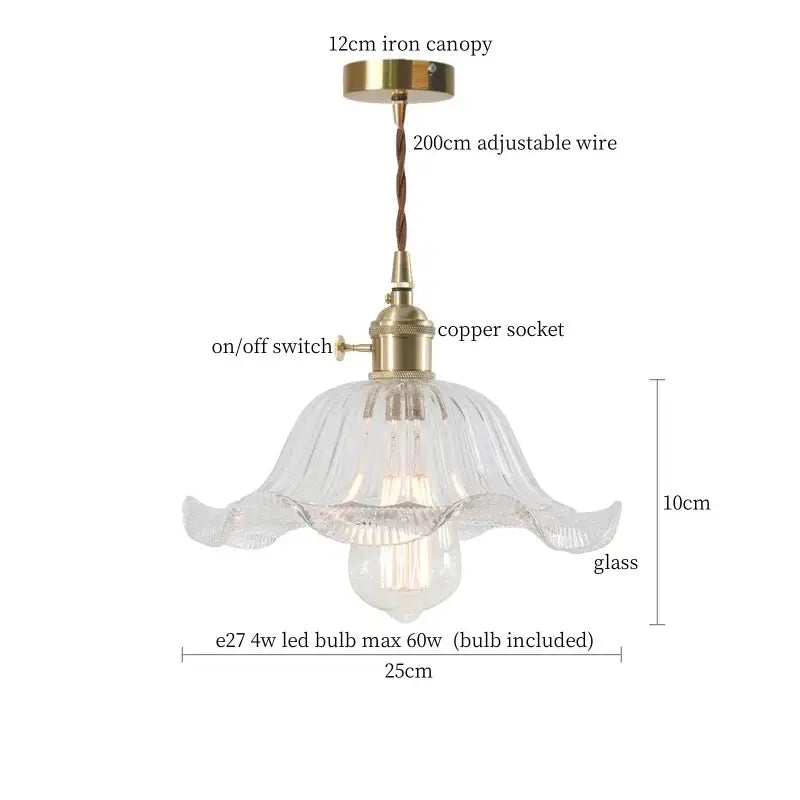 Vintage ribbed clear glass led pendant light with brass fixture and metal canopy for decorbites clear glass lighting