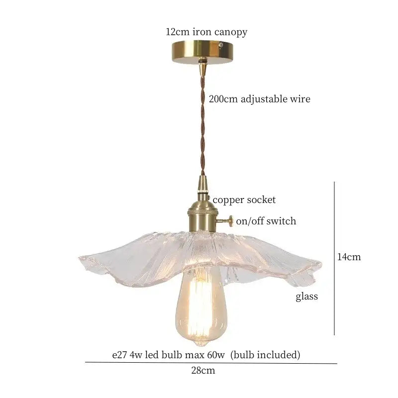 Vintage ribbed clear glass led pendant light with brass fixture and copper socket for kitchen decorbites clear glass decor