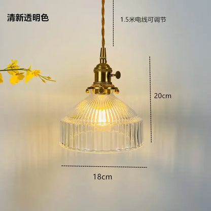 Vintage pendant light featuring clear ribbed glass with brass-finished fixture and twisted cord for decorbites glass hanging lamp
