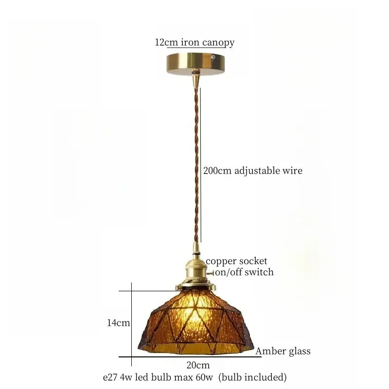 Vintage scalloped cream glass led pendant light with brass iron canopy and twisted copper wire for kitchen dining room decorbites cream glass