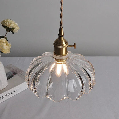 Vintage Shanghai Brass Glass Pendant Light - Decorbites