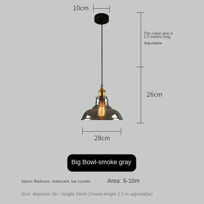 Smoke gray metal pendant light with brass accents and exposed filament bulb for decorbites amber glass vintage dining room set of 4