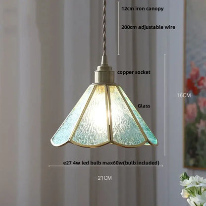Vintage teal blue glass led pendant light with textured turquoise shade and brass metal trim for kitchen decorbites blue glass