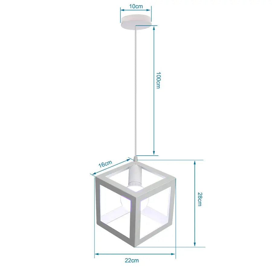 Vintage white metal dome shade loft pendant light with white cube glass panels for dining room decorbites dome shade