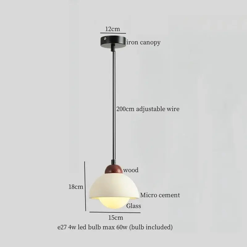 Wabi sabi beige cement pendant light with black iron canopy and warm glow for dining room decorbites cement pendant