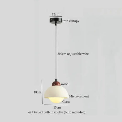 Wabi sabi beige cement pendant light with black iron canopy and warm glow for dining room decorbites cement pendant